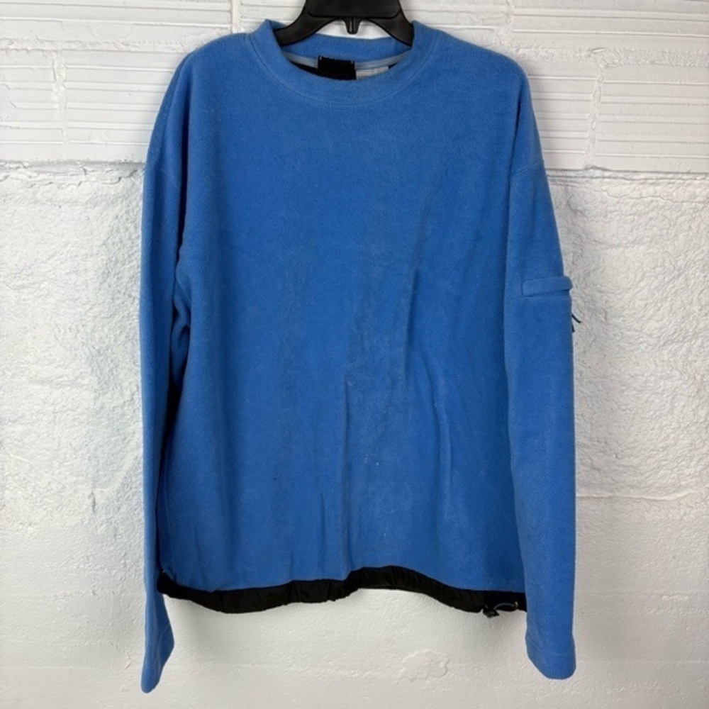 GENUINE STUFF blue fleece crew neck zipper arm comfy sweater size XL